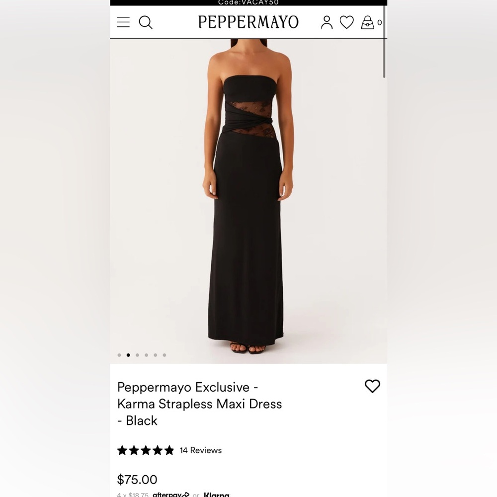 Peppermayo Exclusive - Karma Strapless Maxi Dress - Black